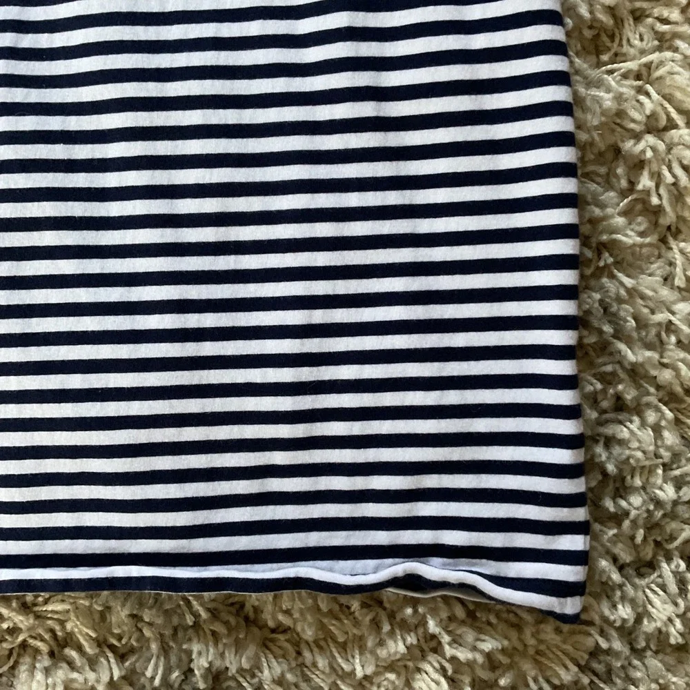 Michael Kors Navy White Striped Ruffle Sleeve Zipper Accent Shift Dress‎ XS